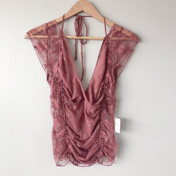 Free People top XL Lacey in love cami top tshirt New with tags! Lace tee - Picture 2 of 11